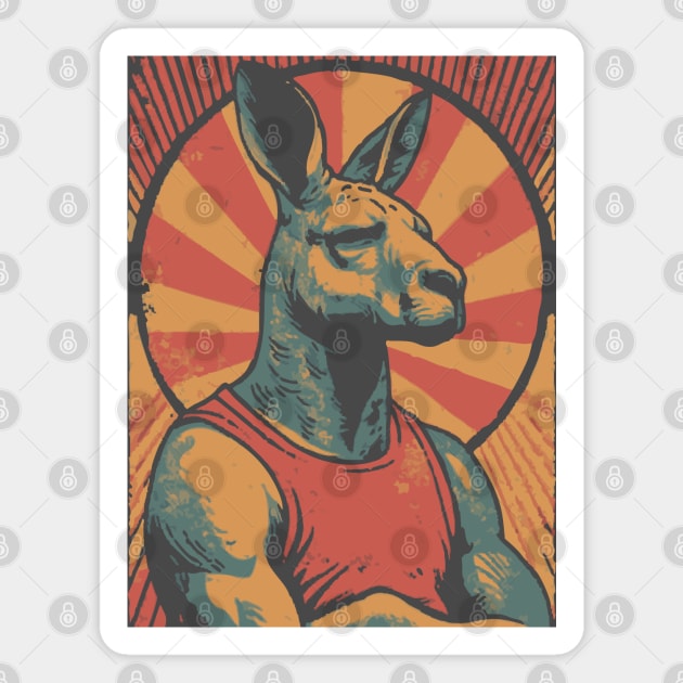 Boxing Kangaroo Athlete - Retro Australian Fitness Mascot Magnet by TuncGK